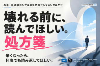 壊れる前に、読んでほしい。辛くなったら、何度でも読み返してほしい処方箋【若手・未経験コンサルのためのセルフメンタルケア】